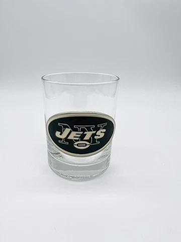 New York Jets Glass Cup Fine Pewter Sculpted Logo NFL Football Kitchen Drink Cover