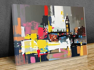 London Abstrakte Kunst Aufgesetzter Leinwanddruck Fertig Zum Aufhängen - Bild 1 von 10