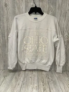 VTG Champion THE Ohio State Buckeyes Sweatshirt Womens Small White RARE 1980s - Picture 1 of 17