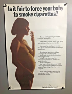 Vintage Original Health Education Council UK Poster Schwangerschaft Anti-Raucher-Krebs - Bild 1 von 2