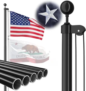 25 FT Heavy Duty Flag Pole Kit Extra Thick Aluminum in Ground 100MPH Wind Tested - Picture 1 of 12