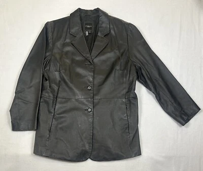 Chaqueta Blazer Colebrook & Co. Mujer Cuero Genuino 1X Negra Informal Invierno Foto 1 de 4