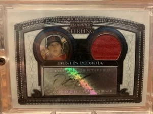 2005 Bowman Sterling #BS-DP Dustin Pedroia (RC) maglia automatica Red Sox - Foto 1 di 2