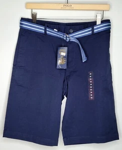 Polo RALPH LAUREN Boys 20 NAVY Chino Classic Fit Dress SHORTS Belt Coin Pocket - Picture 1 of 12