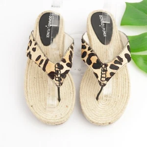 Donald Pliner Women's Kyla Sandal Size 8 Cheetah Calf Hair Thong Slide Flip Flop - Picture 1 of 12