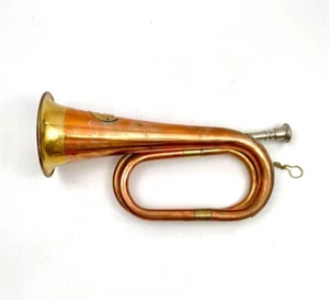 Copper & Brass Bugle Instrument Vintage Home Office Decor Addition - Picture 1 of 6