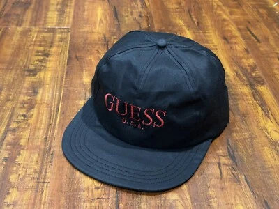Gorra negra vintage GUESS USA bordada con logotipo deletreado gorra con cierre a presión - ¡NUEVA DE STOCK! Foto 1 de 4