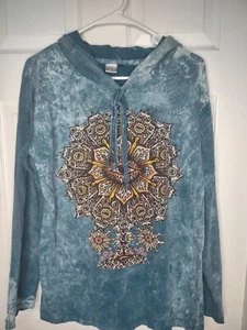 Cali Clothing Company Sprit Tree With Owl And Eyes Tie Dye Damen Medium Hoodie - Bild 1 von 8