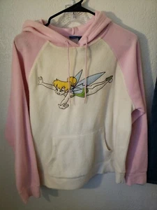 WALT DISNEY Tinker Bell Pullover Pink Hooded Sweatshirt Girl's Size Medium - Picture 1 of 6