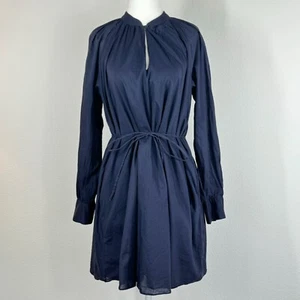 Rebecca Taylor Navy Blue Cotton Shirt Dress Pockets Long Sleeve Size Small - Picture 1 of 10