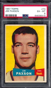 1957 TOPPS #73 JIM PAXSON ROOKIE CINCINNATI ROYALS 919 - CLEAN - PSA EX-MT 6 - Picture 1 of 2