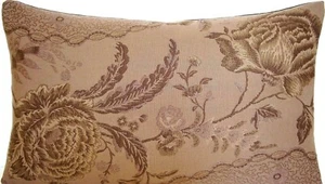 Brown Cushion Cover Osborne & Little Woven Roses Fabric Rectangle 50x30cm - Picture 1 of 1