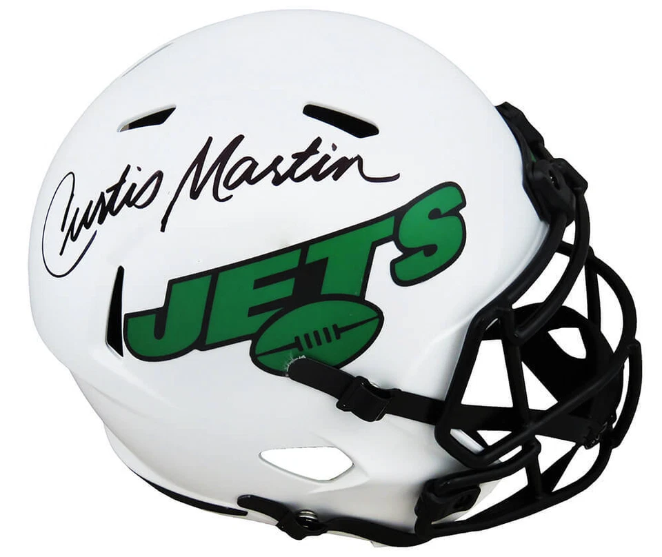 Curtis Martin Signed Jets Lunar Eclipse Riddell F/S Speed Rep Helmet - SS COA - Image 1 of 1