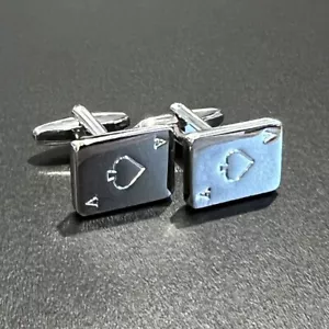 Poker Card Spade Ace Cufflinks For Men Birthday Wedding Gift Cufflink In Box - Picture 1 of 6