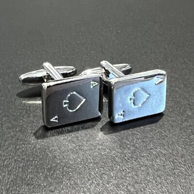 Poker Card Spade Ace Cufflinks For Men Birthday Wedding Gift Cufflink In Box - Image 1 of 4