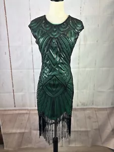Vestido BABEYOND Aleta Hasta la Rodilla Verde/Negro Talla XS - Imagen 1 de 5