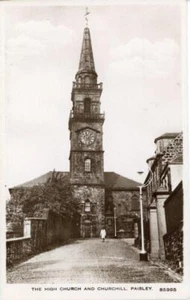 REAL PHOTO POSTCARD HIGH CHURCH AND CHURCHILL, PAISLEY, RENFREWSHIRE, SCOTLAND - Picture 1 of 2