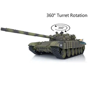 1:16 7.0 HengLong Plastic T72 IR RTR RC Tank 3939 RTR 360° Turret BB Gun Smog - Picture 1 of 12