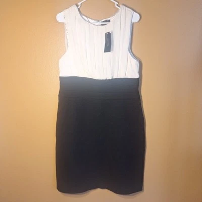 NWT Max & Cleo Women's Black Cream Sheath Dress - Size 14 - Image 1 of 4