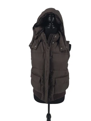 Gap Marrón Capucha Acolchado Puffer Chaleco Mujer’s Petite Pequeño Foto 1 de 4