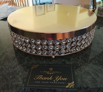 Pedestal de metal con soporte para pasteles Awree Luxuries diseño con cuentas de cristal eventos especiales Foto 1 de 4
