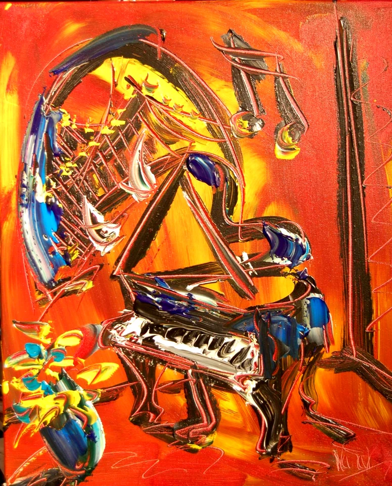 GRAND PIANO by Mark Kazav  Abstract Modern CANVAS Original Oil Painting NR34T4F - Image 1 of 1