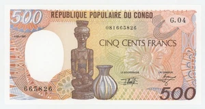 Congo Republic 500 Francs 1-1-1991 Pick 8.d UNC Uncirculated Banknote - Picture 1 of 2