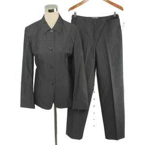 NWT TALBOTS Gray Sheen Blazer (8) & Pant (6) Cotton Career Power Suit - Picture 1 of 8