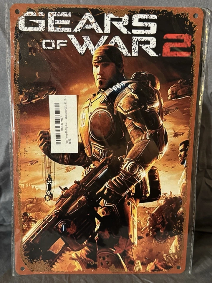 Letrero de hojalata de metal Gears of War 2 8x12 - Xbox Gamer arte de pared hombre decoración de cueva Foto 1 de 1