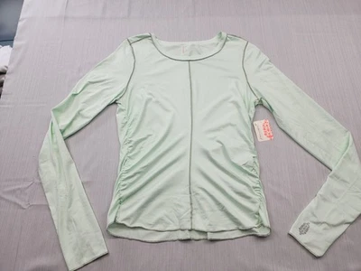 New Free People FP Movement Right On Run Long Sleeve Ruched Mint Green Sz Large - Image 1 of 4