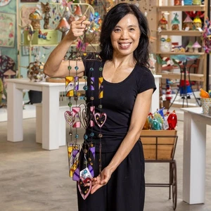 Memorial Wind Chime, Metal Wind Chime, Heart & Shapes - Picture 1 of 5