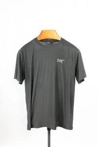 ARC'TERYX Rho Black Grey Check Jersey Short Sleeve Crew Neck T-Shirt, Size L - Picture 1 of 8