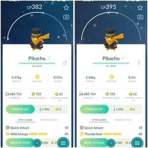 Pokémon Go Brillante Pikachu Dapper con Acentos Amarillos | Intercambio 20K Polvo o Mini PTC - Imagen 1 de 1