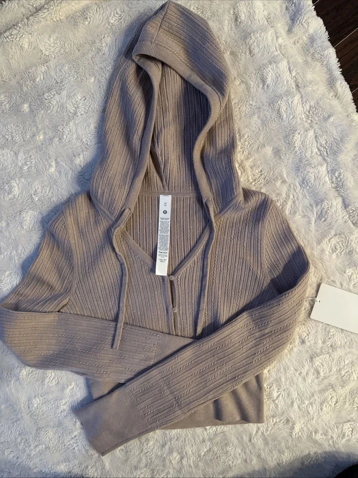 Cárdigan con capucha de lana merino micro cable Lululemon para mujer HMBM Xs nuevo con etiquetas $128 Foto 1 de 1