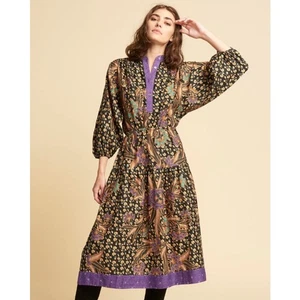 Warmes Canyon Club Midikleid geblümt 3/4 Ballonärmel bedruckt Maxi Boho, Gr. S - Bild 1 von 20