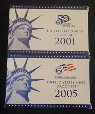 Pair of 2001 & 2005 U.S. Proof Sets in OGP -- 21 TOTAL PERFECT PROOF COINS! - Image 1 of 4