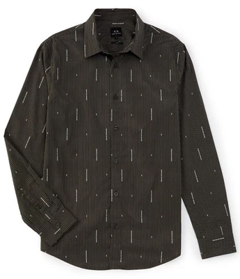 A|X Armani Exchange Men's Slim-Fit Striped Logo Long Sleeve Shirt  M, XL - Image 1 of 4