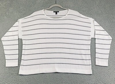 Suéter Eileen Fisher de gran tamaño ligero elástico a rayas manga larga pulóver Foto 1 de 4