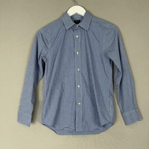 Crewcuts Boys Dress Shirt 12 Blue Flex Thompson Patterned Gingham Check Preppy - Picture 1 of 10