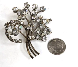 Lg Vintage Austria Swarovski Crystal Prong Set Rhinestone Pin Brooch 2.25" Sgnd - Picture 1 of 8