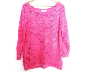 The Edge Women's Medium Pink Loose Knit Boat Neck 3/4 Sleeve CoverUp - Picture 1 of 4