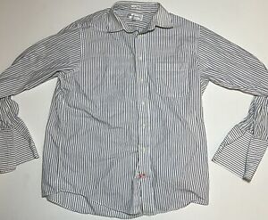 Burberrys Of London Shirt Mens Long Sleeve Button Up Sz 16.5x34 Vertical Striped