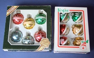 12 adornos/adornos navideños vintage redondos/decorados de vidrio de mercurio en cajas - Imagen 1 de 5