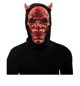 New Adult Mens Halloween Metallic Devil Demon Satan Skull Horns Mask Costume - Picture 1 of 4