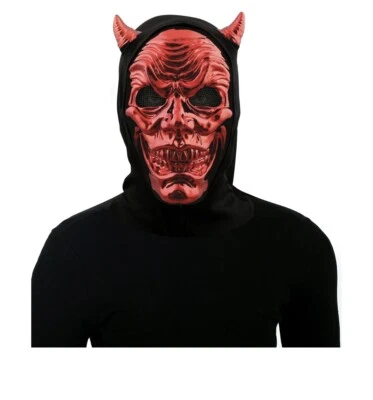 New Adult Mens Halloween Metallic Devil Demon Satan Skull Horns Mask Costume  - Image 1 of 4
