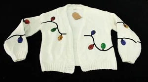 Mainstrip Women's Christmas Light Detail Cable Knit Sweater EJ2 Off White Medium - Picture 1 of 3
