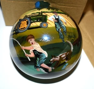 HAND-PAINTED JOHN DEERE WALTER HASKELL "TURTLE TROUBLE"FOURTH ORNAMENT IN SERIES - Picture 1 of 9