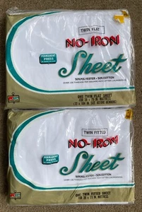 Unopened Vintage K Mart White Twin FLAT & FITTED Bed Sheets NOS - Picture 1 of 2