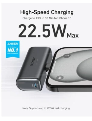 Anker Nano Power Bank Ricarica Rapida, 5000 mAh, 22,5 W, Connettore USB-C (i9r) - Immagine 1 di 3