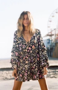 Vintage SPELL And The Gypsy Sayulita Frill Mini Dress Nightshade Sz M RARE - Picture 1 of 10